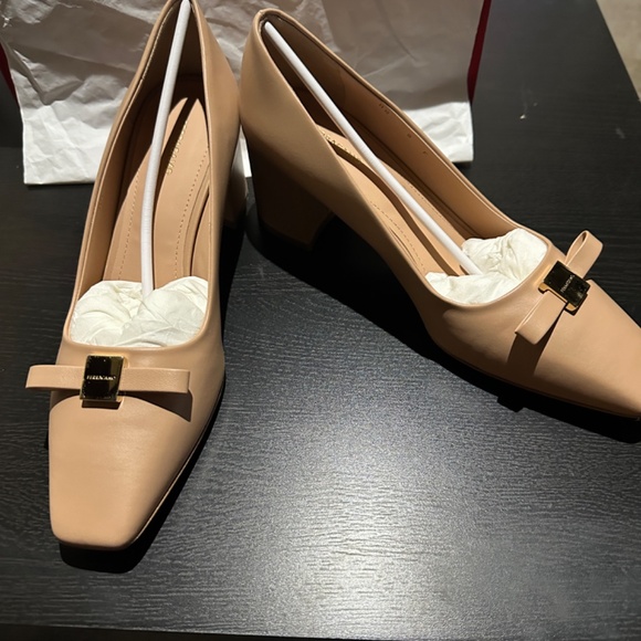 FERRAGAMO - Myra 60mm Lamb Smooth Leather, Amaretti (Size US 8) - Picture 8 of 10